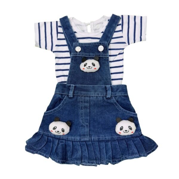 Adorable & Playful Dungaree Dress for Infant Girls (3-18 Months) - Soft Top, Sweet Panda Design