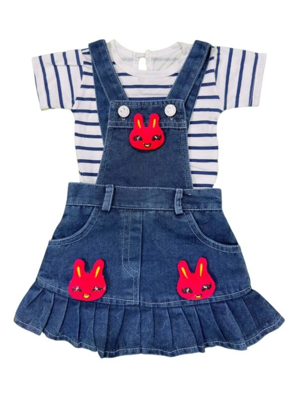 Vibrant Red Bunny Dungaree Frock for Baby Girls - Soft & Playful (3-18 Months)