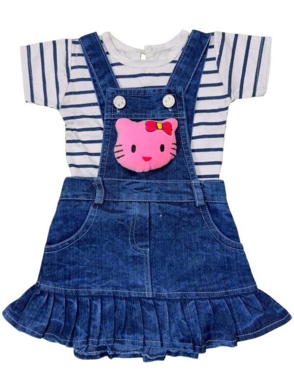 Adorable Pink Kitty Dungaree Frock for Baby Girls - (3-18 Months)
