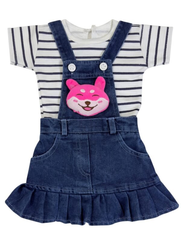 Adorable Pink Teddy Dungaree Frock for Girls - Comfort & Style (3 Months - 6 Years)