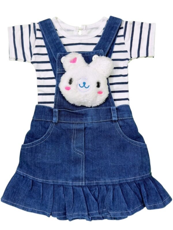 Adorable Plush Rabbit Dungaree Frock for Baby Girls - Soft & Sweet (3-18 Months)