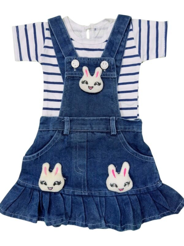 Adorable Bunny Love Dungaree Frock for Baby Girls - Soft & Stylish (3-18 Months)